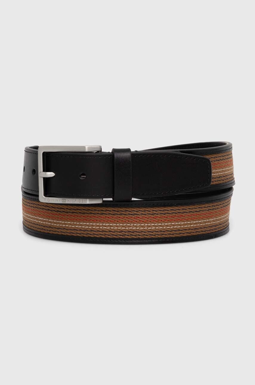 Levně Pásek Tommy Hilfiger pánský, hnědá barva, AM0AM12645