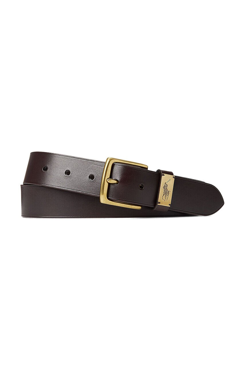 Levně Kožený pásek Polo Ralph Lauren pánský, hnědá barva, 405931712