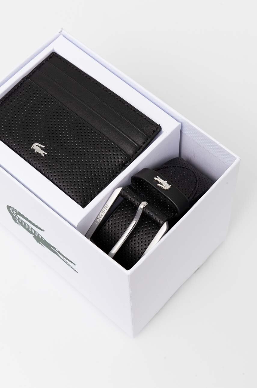 

Портфейл за карта и кожена каишка Lacoste в черно RC4092, Черен