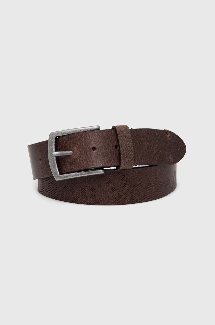 Pepe Jeans curea de piele PALMER BELT barbati, culoarea maro, PM021024