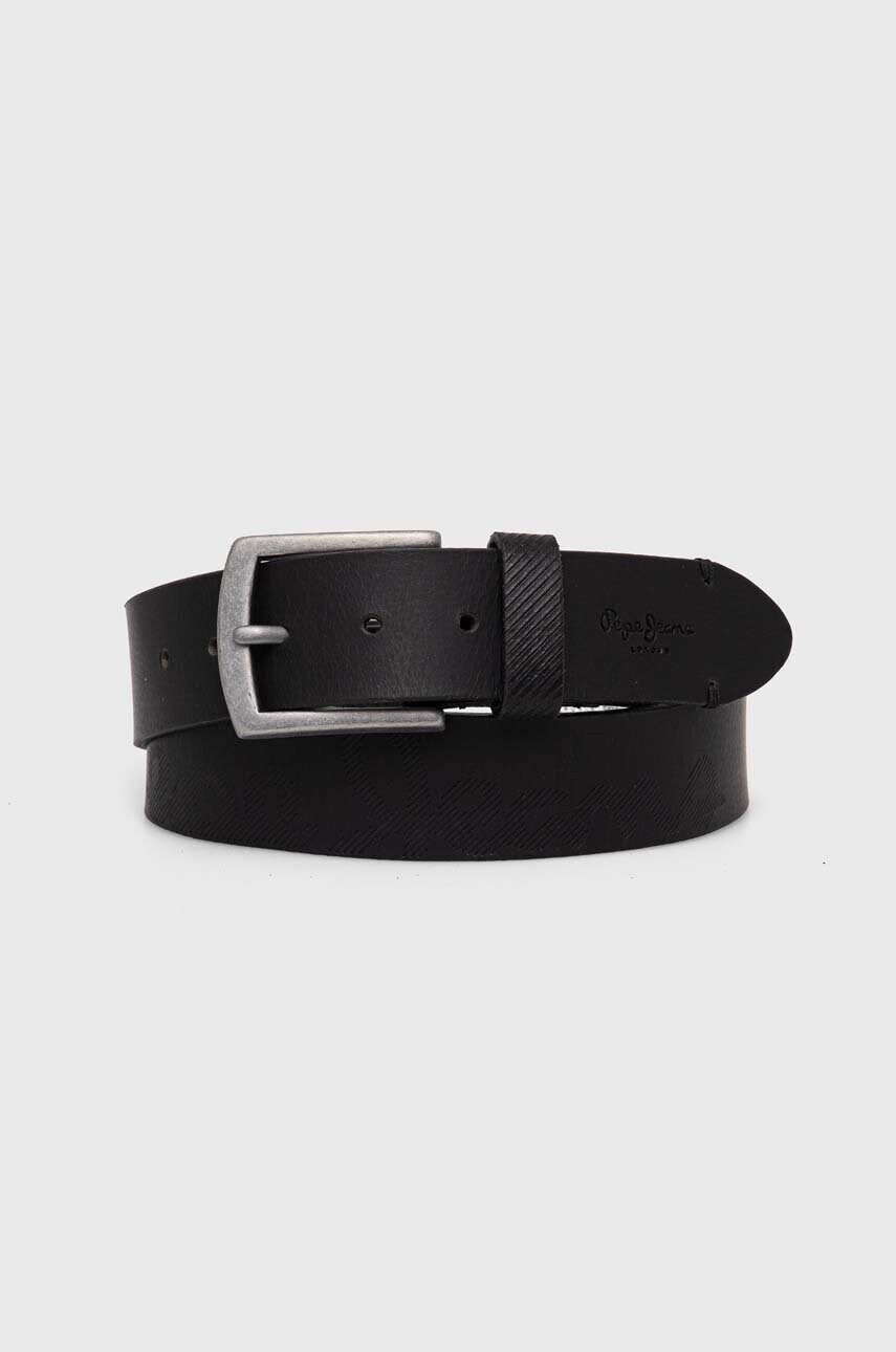 Pepe Jeans curea de piele PALMER BELT barbati, culoarea negru, PM021024