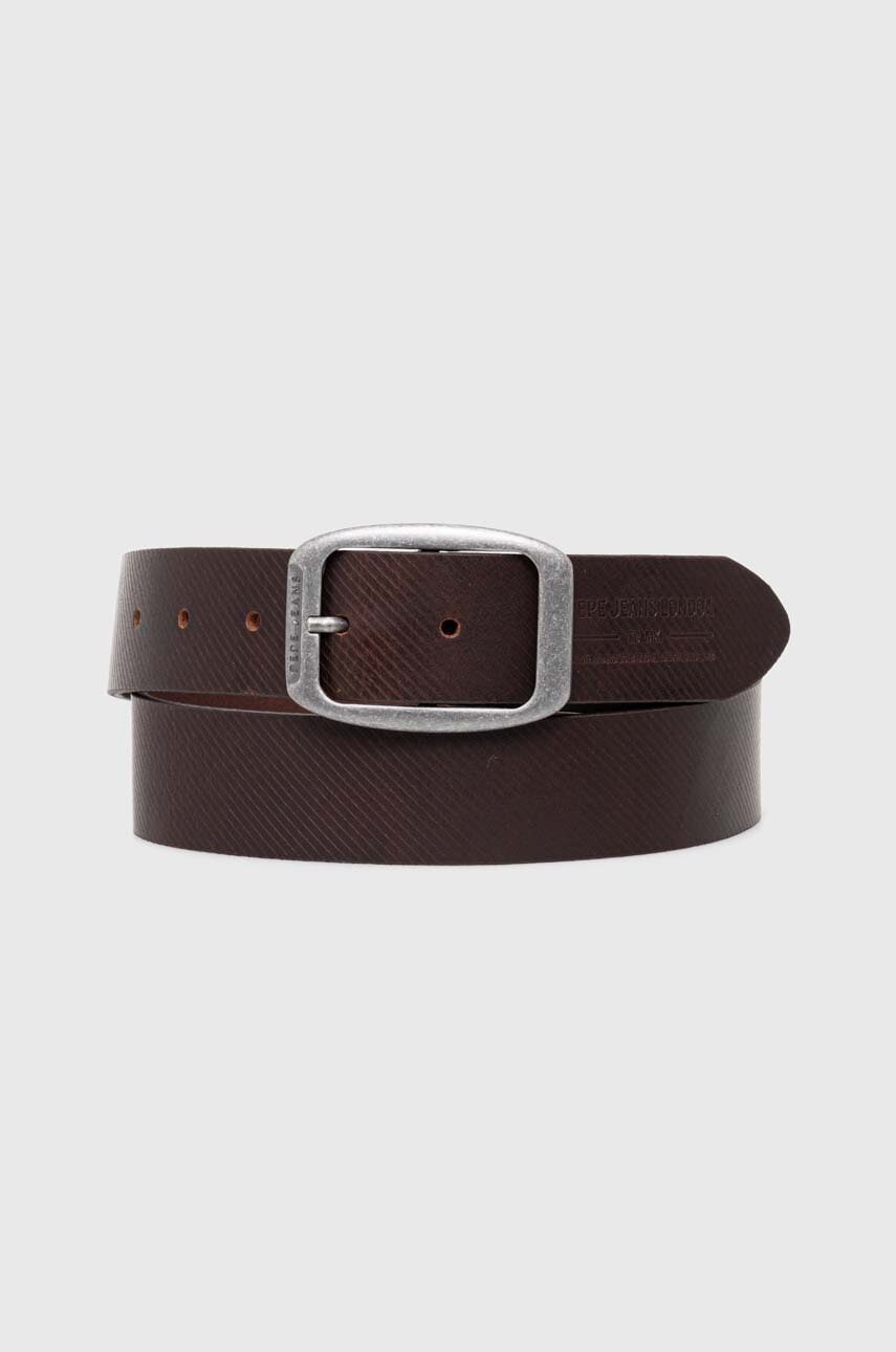 Pepe Jeans curea de piele WADE BELT barbati, culoarea maro, PM021025