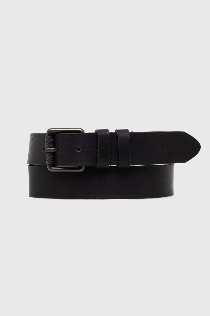 Pepe Jeans curea de piele TATE BELT barbati, culoarea negru, PM021028