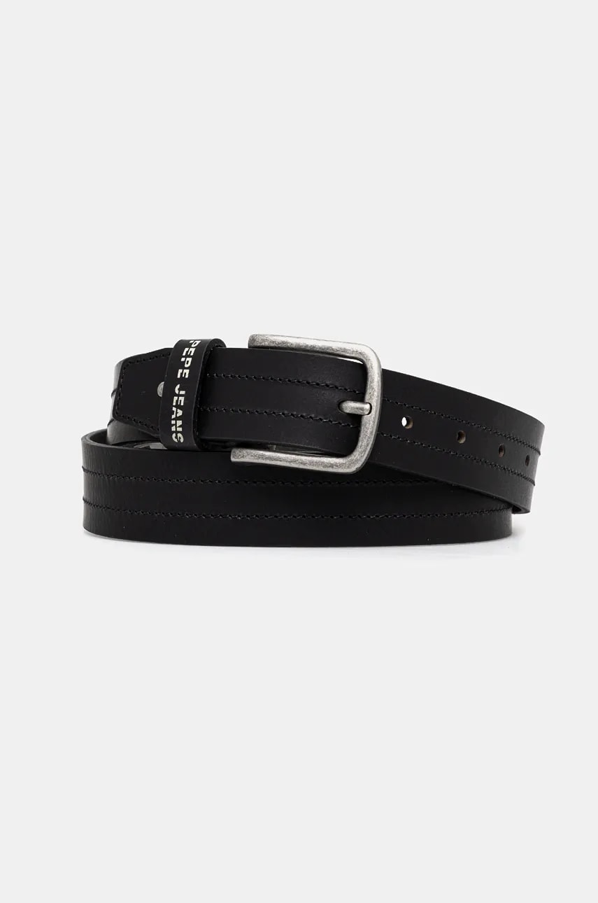 Pepe Jeans curea de piele ELMER BELT barbati, culoarea negru, PM021029 Pepe Jeans curea de piele ELMER BELT barbati, culoarea negru, PM021029