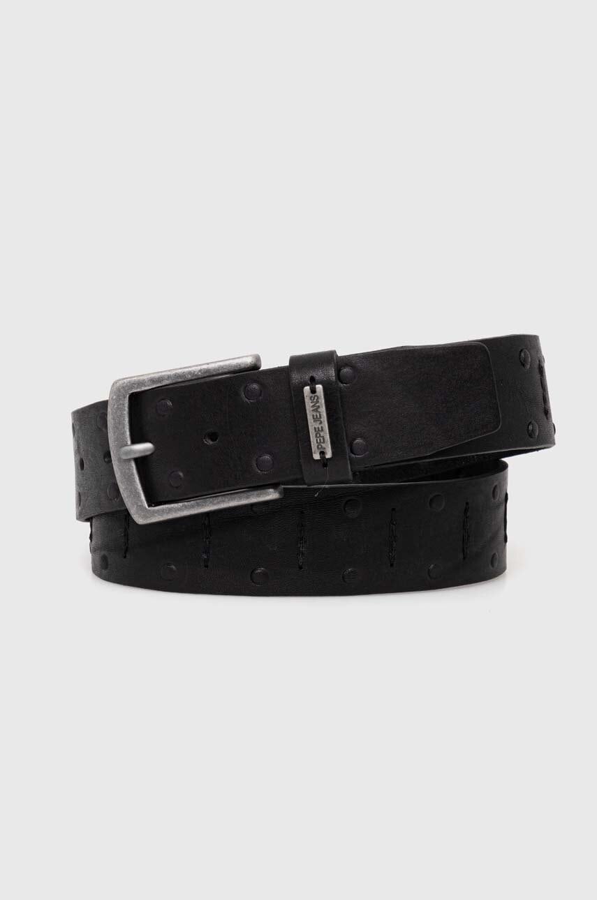 Pepe Jeans curea de piele KENT BELT barbati, culoarea negru, PM021030 Pepe Jeans curea de piele KENT BELT barbati, culoarea negru, PM021030