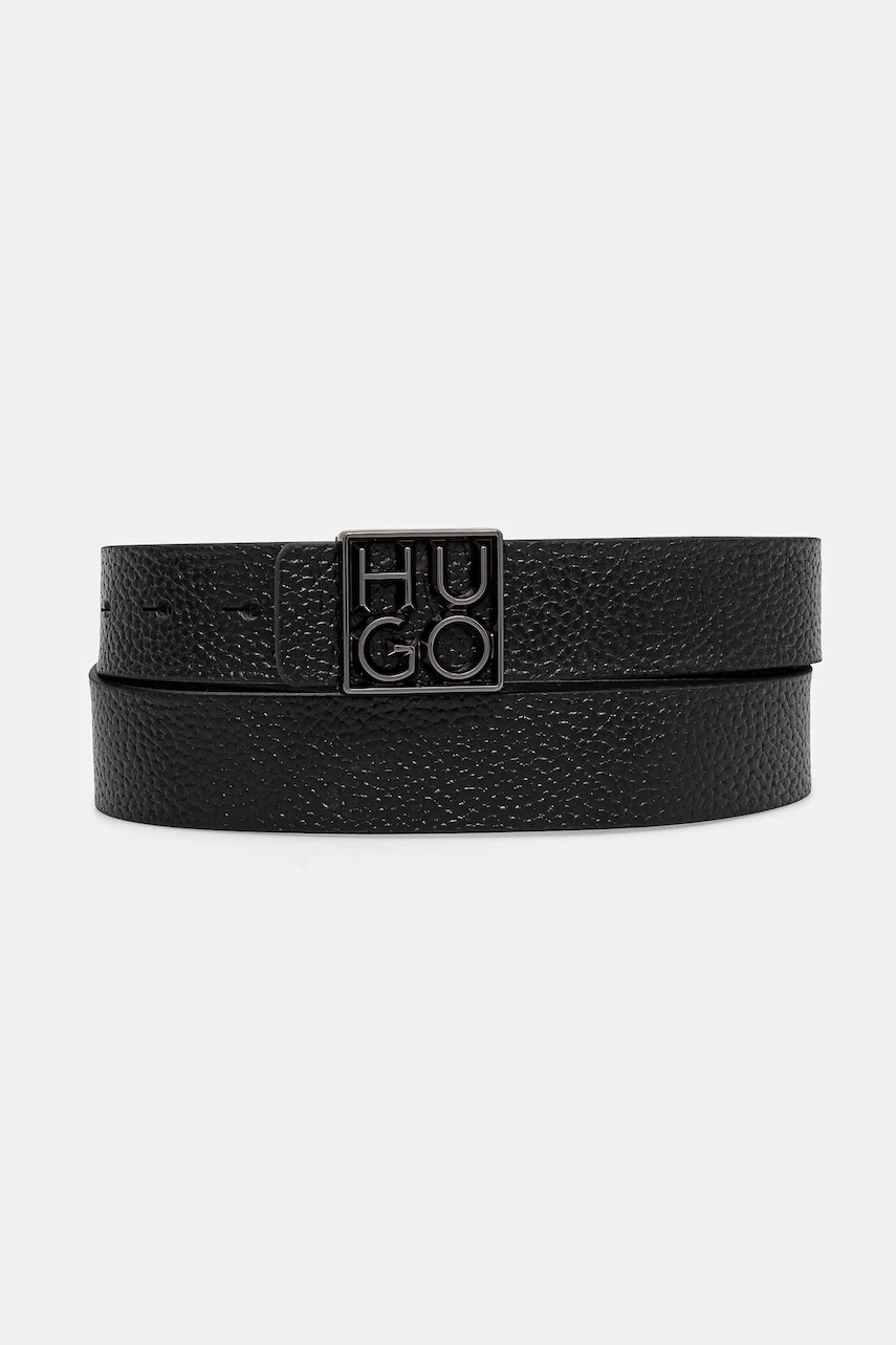 HUGO curea de piele barbati, culoarea negru, 50529643
