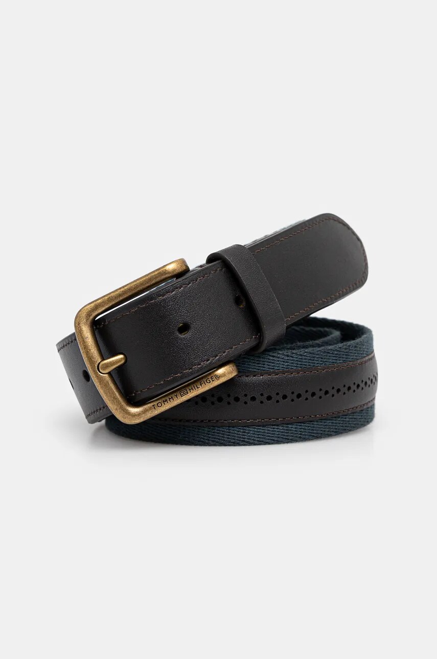 Levně Pásek Tommy Hilfiger pánský, hnědá barva, AM0AM12812