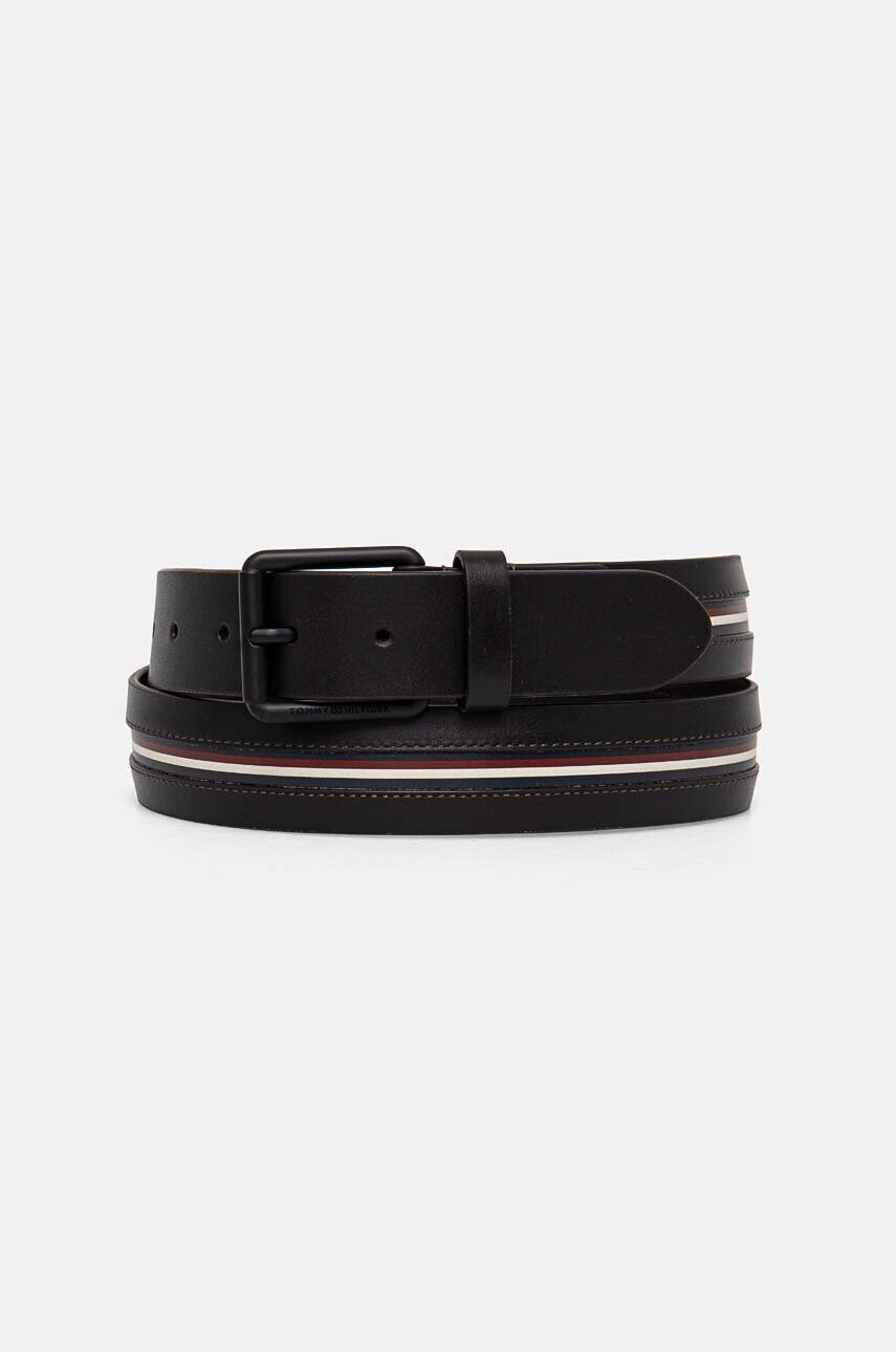 Levně Kožený pásek Tommy Hilfiger pánský, hnědá barva, AM0AM12813