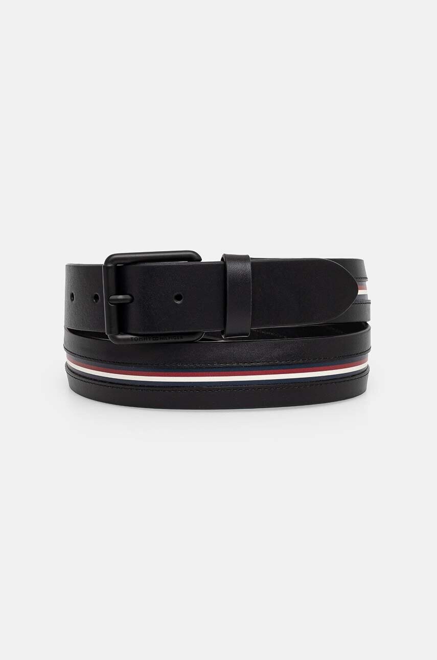 Levně Kožený pásek Tommy Hilfiger pánský, černá barva, AM0AM12813