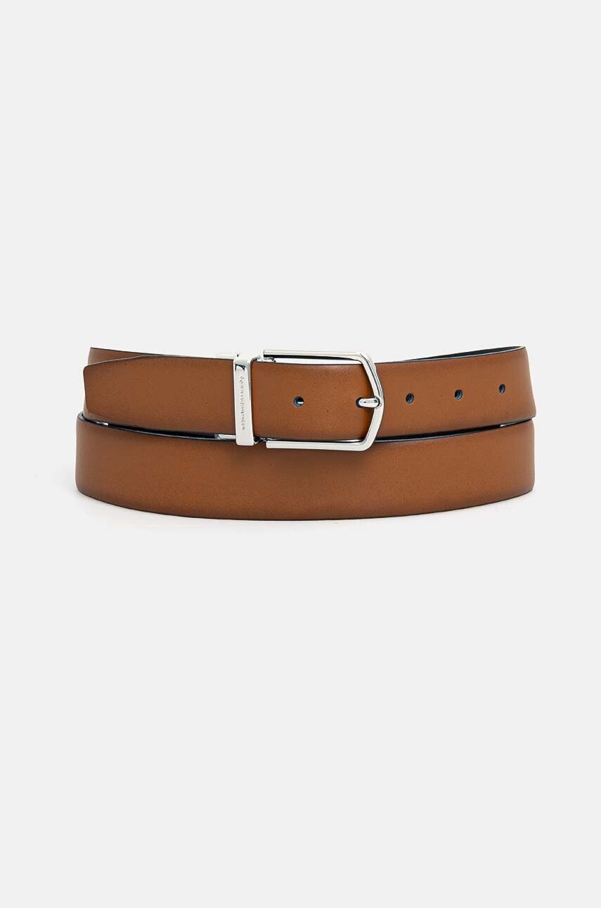 Levně Oboustranný kožený pásek Tommy Hilfiger pánský, černá barva, AM0AM12817