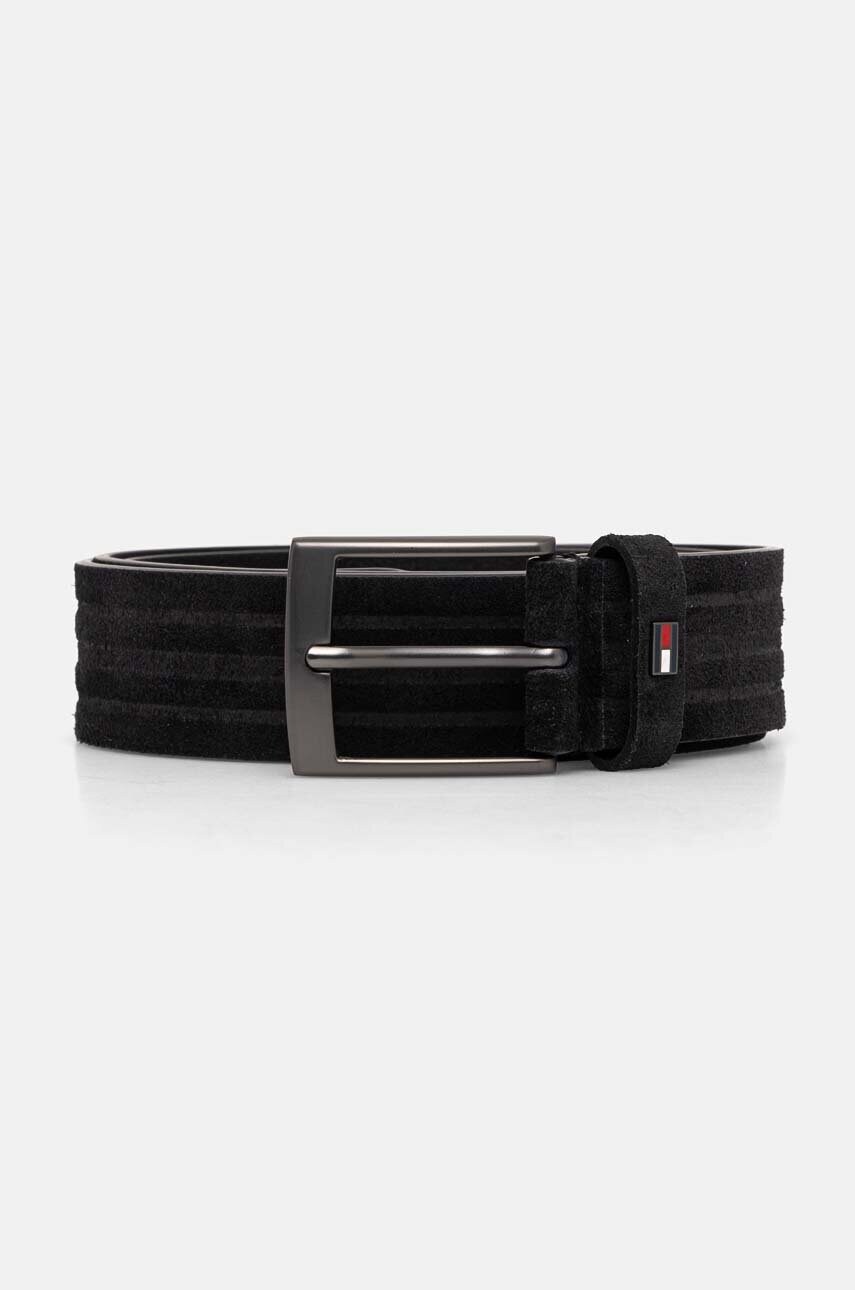 Levně Kožený pásek Tommy Hilfiger pánský, černá barva, AM0AM12820