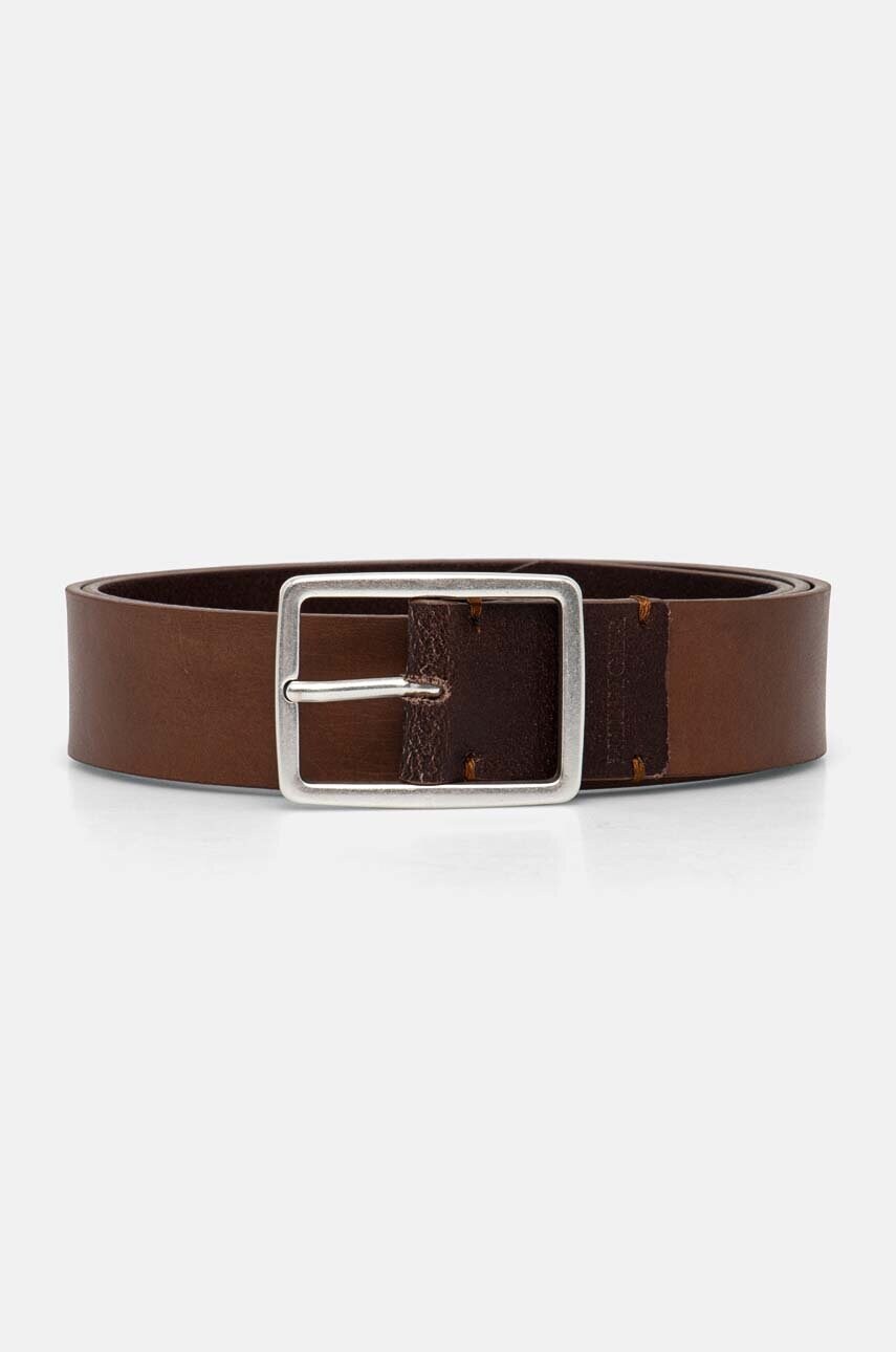 Levně Kožený pásek Tommy Hilfiger pánský, hnědá barva, AM0AM12825