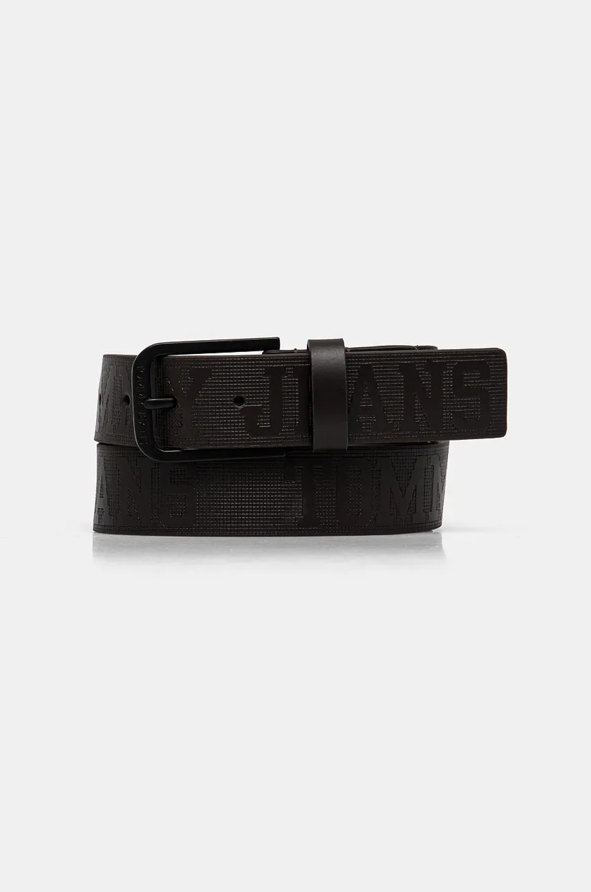 Tommy Jeans curea de piele barbati, culoarea maro, AM0AM12969