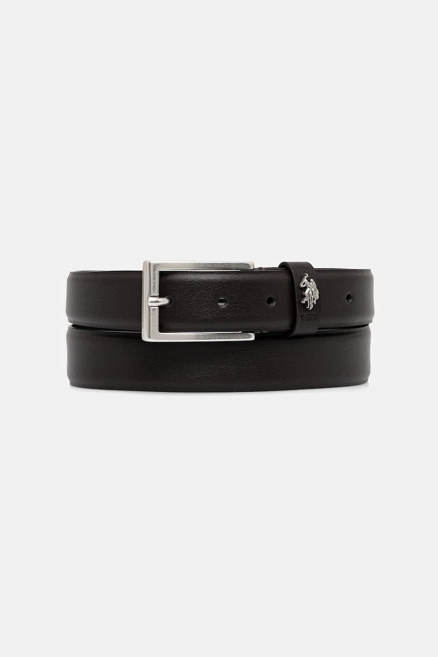 U.S. Polo Assn. curea de piele Hitchcock culoarea negru, AIUH32375MHN