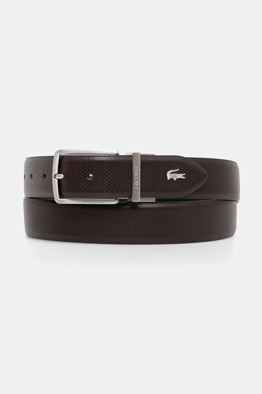 Lacoste curea de piele cu doua fete barbati, culoarea maro, RC4097
