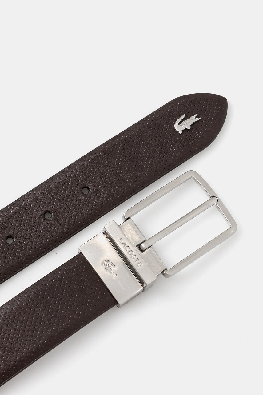Двухсторонний кожаный ремень Lacoste мужской цвет коричневый RC4097 Двухсторонний кожаный ремень Lacoste мужской цвет коричневый RC4097