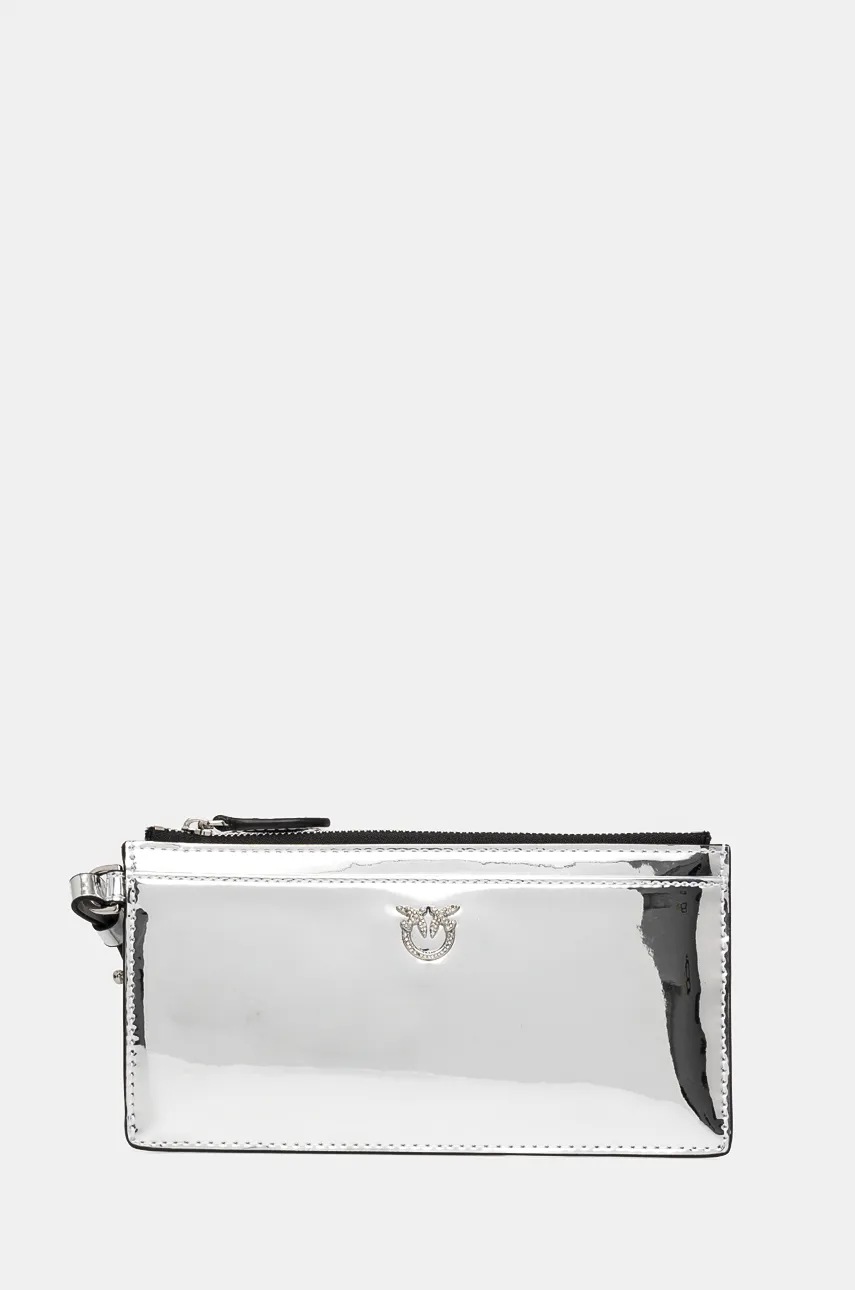 

Кожен портфейл Pinko дамски в сребристо 103611 A1JD, Сребърен