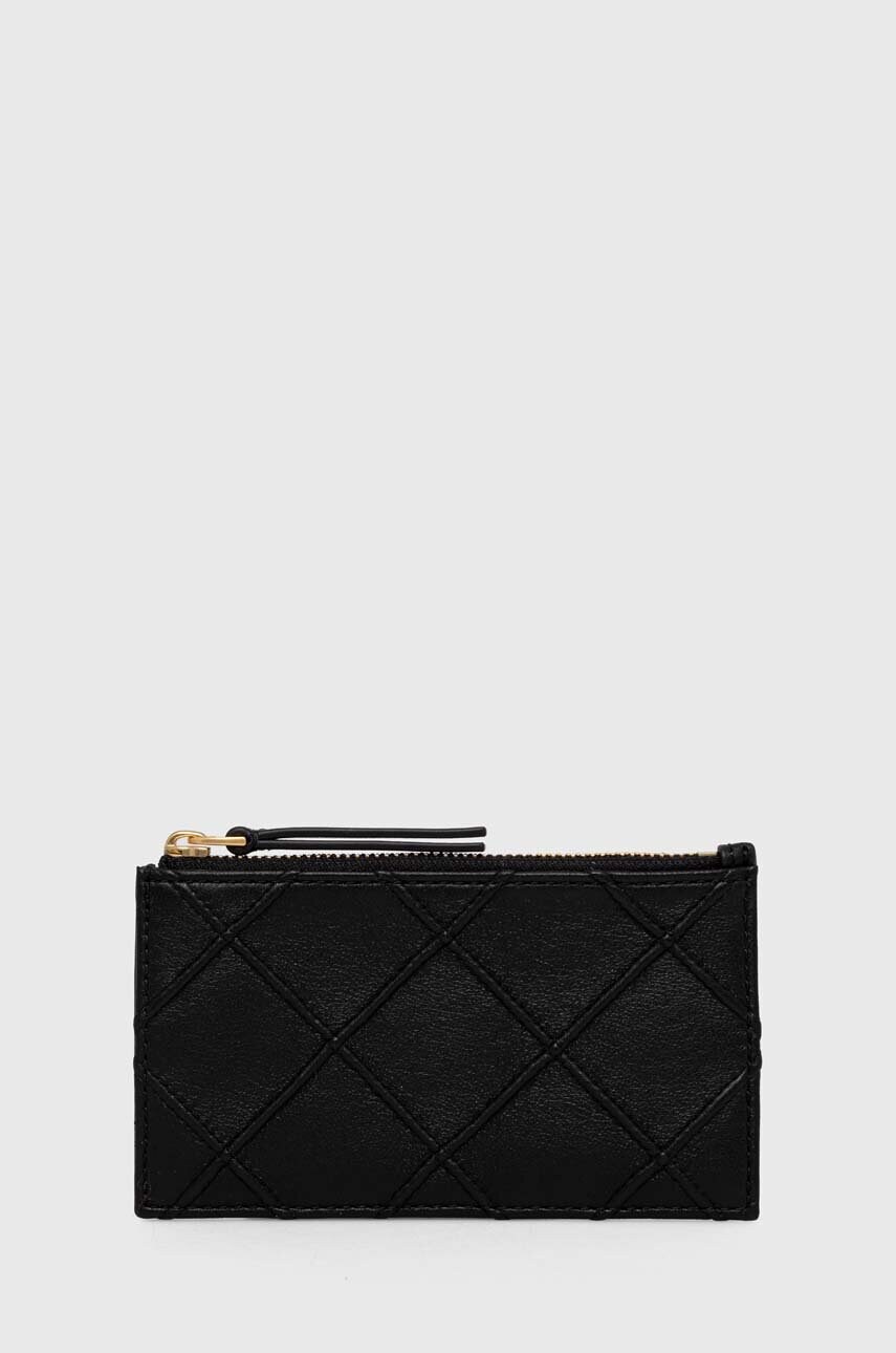 

Кожен портфейл Tory Burch Fleming Soft Zip дамски в черно 152602.001, Черен