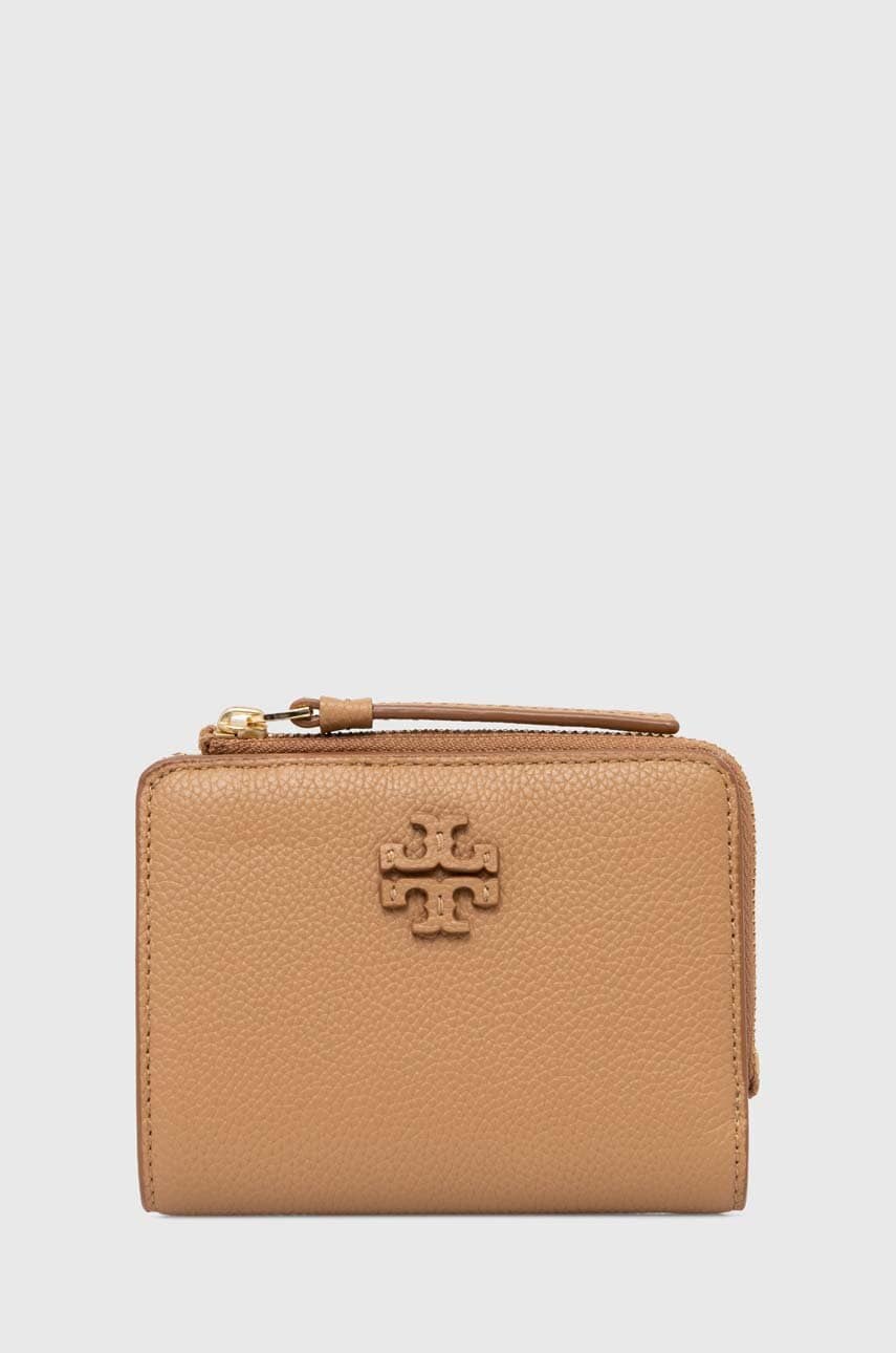 Tory Burch portofel de piele McGraw Bi-Fold femei, culoarea maro, 158904.227