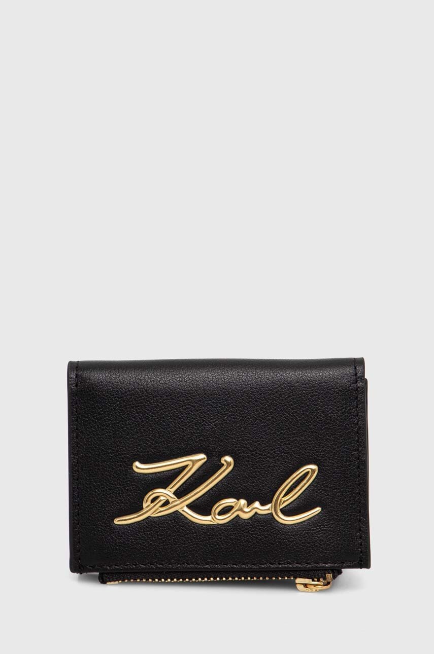 

Кожен портфейл Karl Lagerfeld дамски в черно 245W3231, Черен