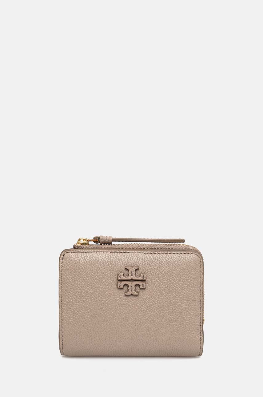 

Кожен портфейл Tory Burch McGraw Bi-Fold дамски в бежово 158904, Бежов