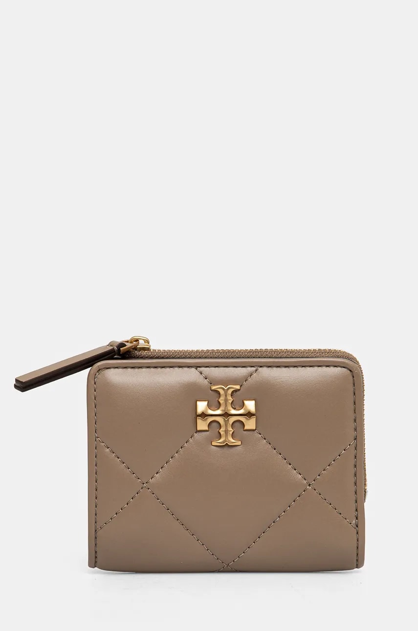 Tory Burch portofel de piele Kira Diamond femei, culoarea maro, 154990 Tory Burch portofel de piele Kira Diamond femei, culoarea maro, 154990