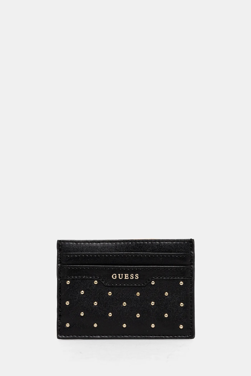 Levně Kožené pouzdro na karty Guess černá barva, RW1692 P4401