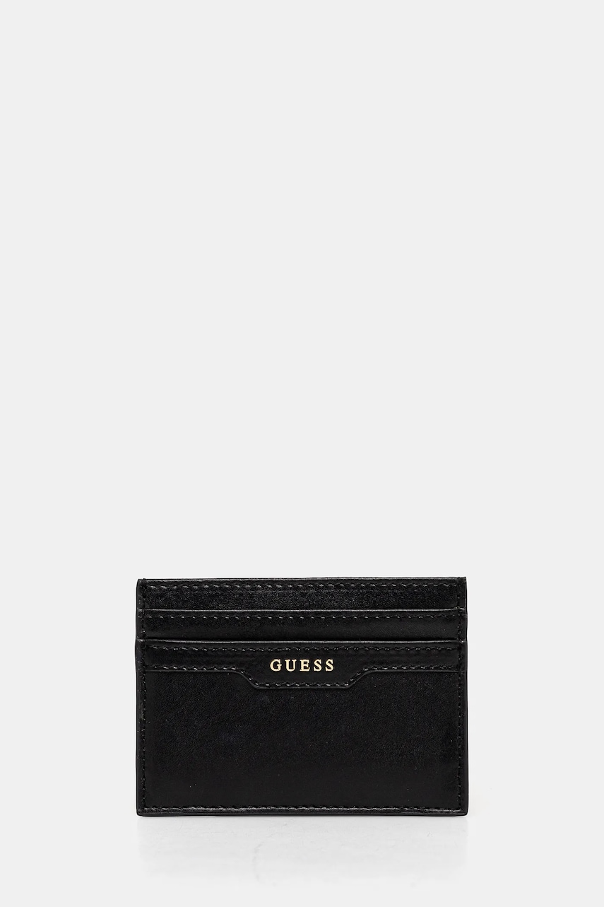 Levně Kožené pouzdro na karty Guess černá barva, RW1693 P4401
