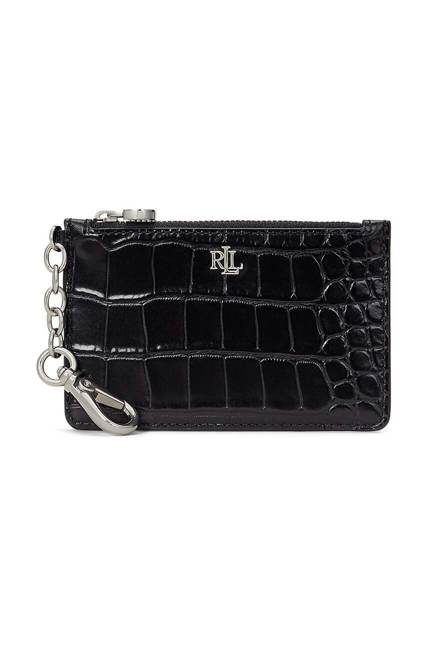 Levně Kožená peněženka Lauren Ralph Lauren černá barva, 432951705