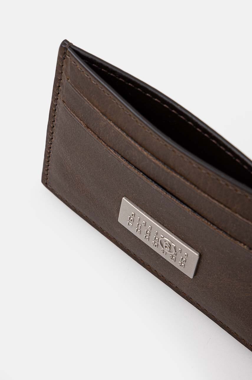 Шкіряний чохол на банківські карти MM6 Maison Margiela колір коричневий SA5UI0013.P7179 