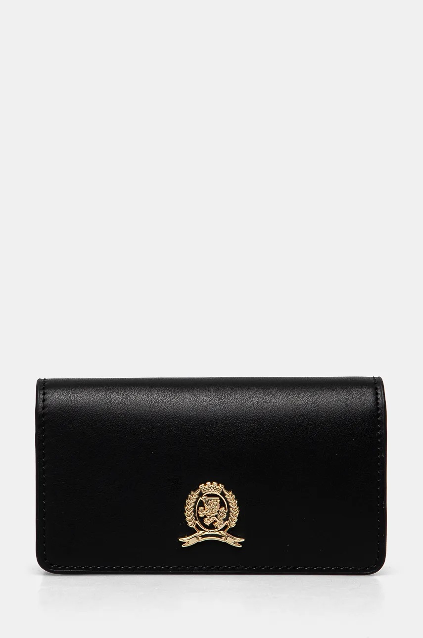 

Кожен портфейл Tommy Hilfiger дамски в черно AW0AW16576, Черен