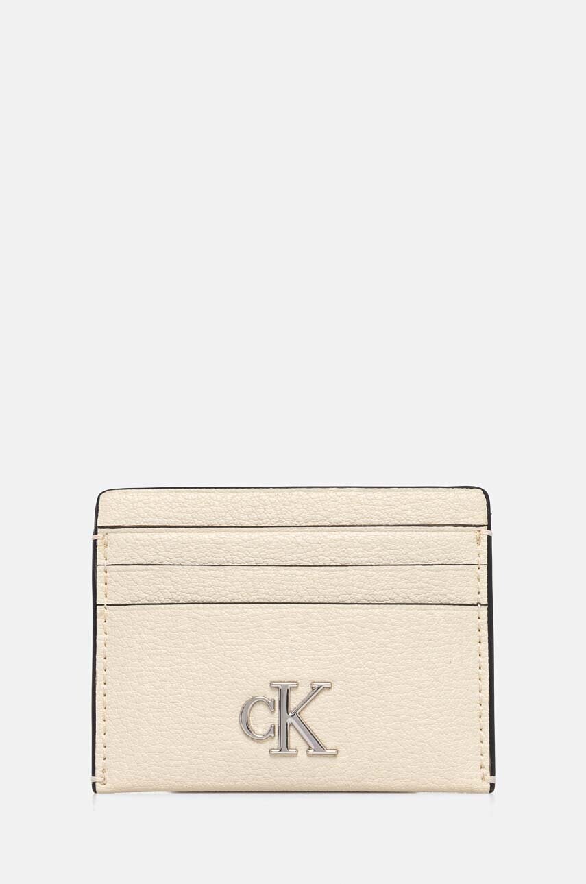 Levně Pouzdro na karty Calvin Klein Jeans béžová barva, K60K612746