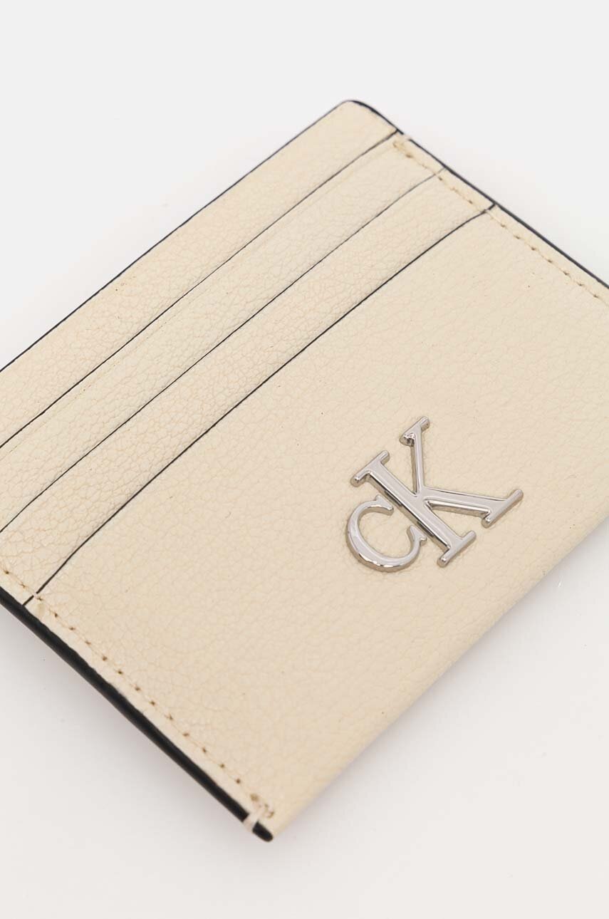 Θήκη για κάρτες Calvin Klein Jeans χρώμα: μπεζ, K60K612746 φωτογραφία