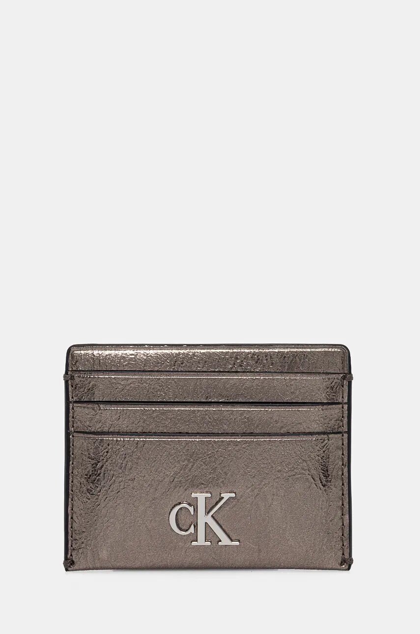 Levně Pouzdro na karty Calvin Klein Jeans stříbrná barva, K60K612750