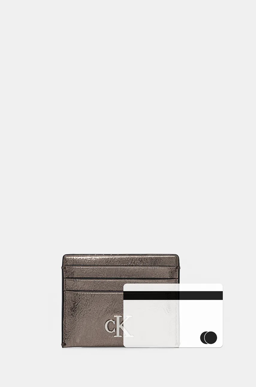 Θήκη για κάρτες Calvin Klein Jeans χρώμα: ασημί, K60K612750 φωτογραφία