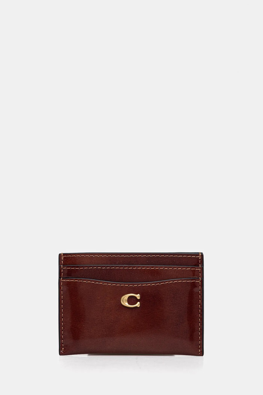 

Кожен калъф за карти Coach в бордо CW600
