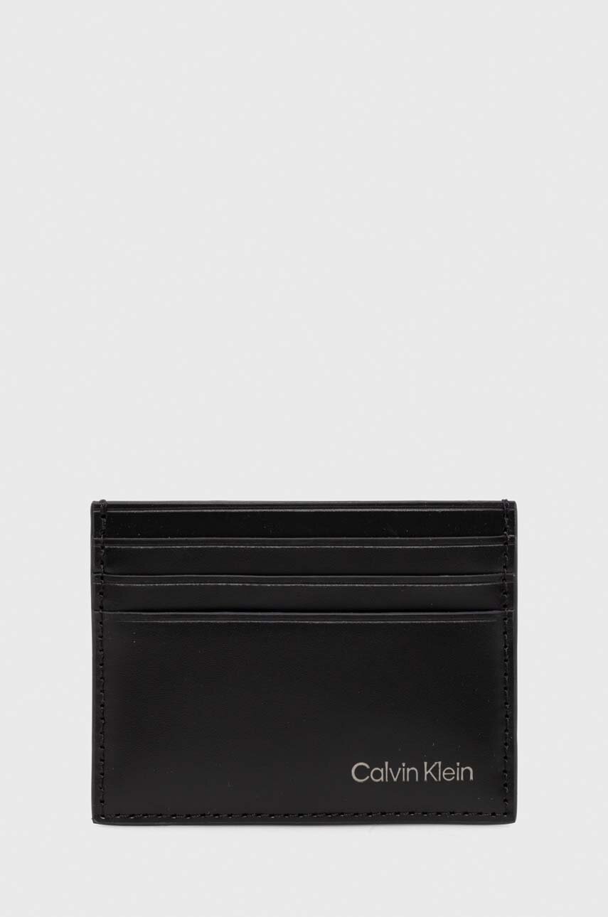

Кожен калъф за карти Calvin Klein в черно K50K512074, Черен