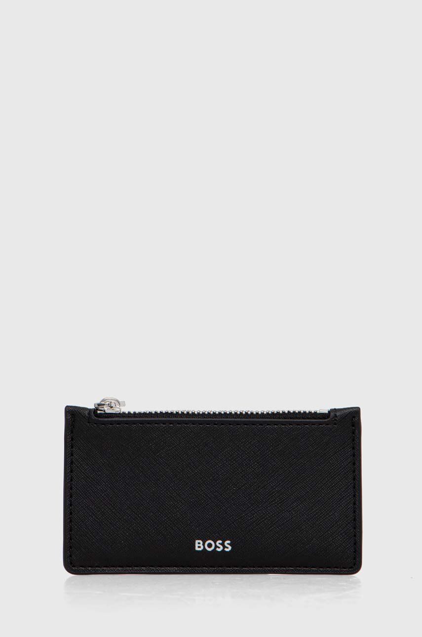 Kožená peňaženka BOSS pánska, čierna farba, 50530113