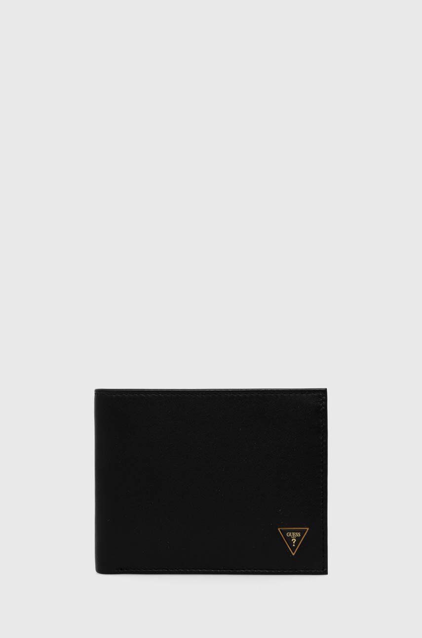 Δερμάτινο πορτοφόλι Guess MESTRE ανδρικό, χρώμα: μαύρο, SMSCLE LEA27