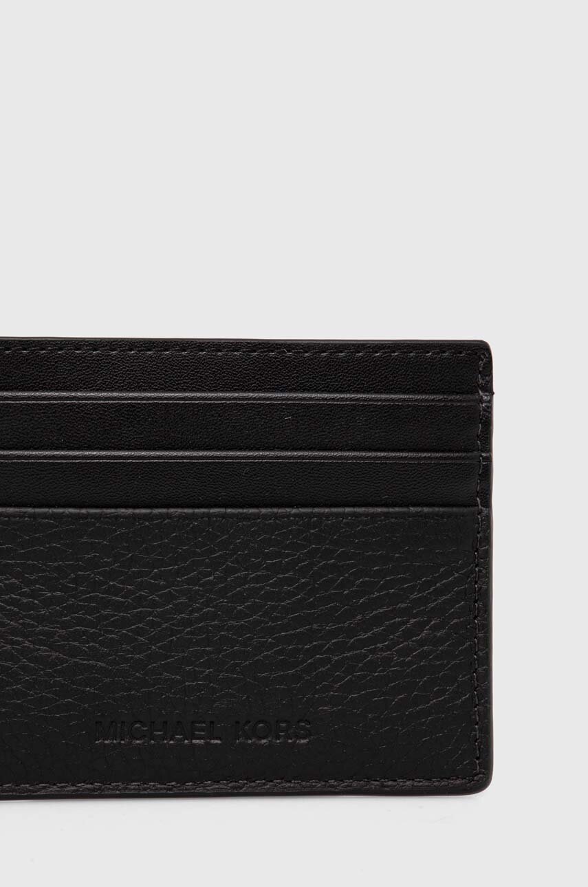 Δερμάτινη θήκη για κάρτες Michael Kors χρώμα: μαύρο, 39T4LHDD2O φωτογραφία