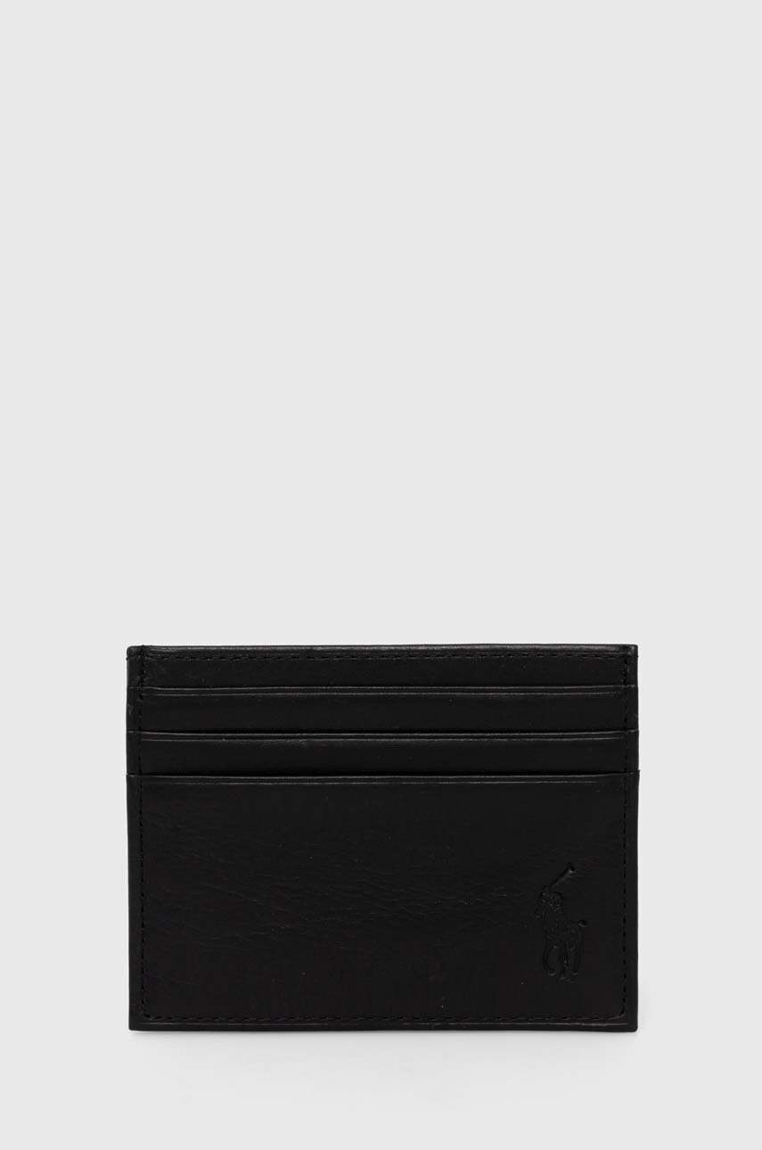 Levně Kožené pouzdro na karty Polo Ralph Lauren černá barva, 405913722