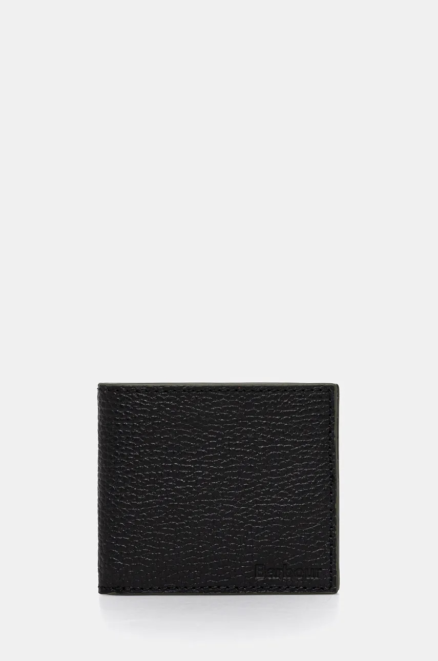 Barbour portofel de piele barbati, culoarea negru, MLG0021