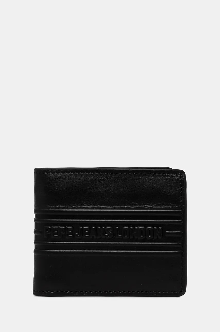 Pepe Jeans portofel de piele WOLF WALLET barbati, culoarea negru, PM070386