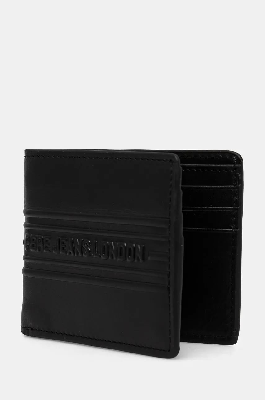 Кожаный кошелек Pepe Jeans WOLF WALLET мужской цвет чёрный PM070386 Кожаный кошелек Pepe Jeans WOLF WALLET мужской цвет чёрный PM070386