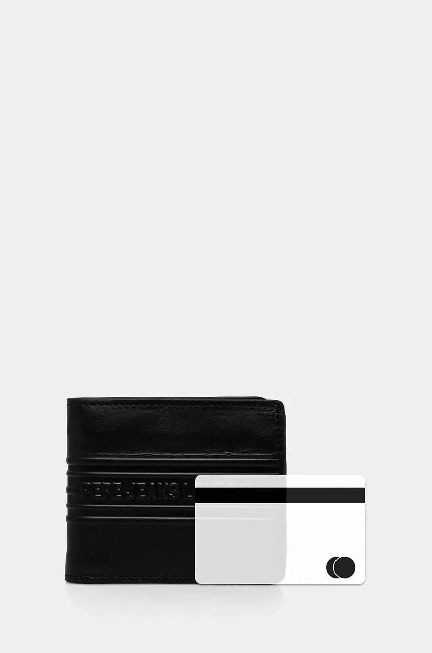 Δερμάτινο πορτοφόλι Pepe Jeans WOLF WALLET ανδρικό, χρώμα: μαύρο, PM070386 φωτογραφία