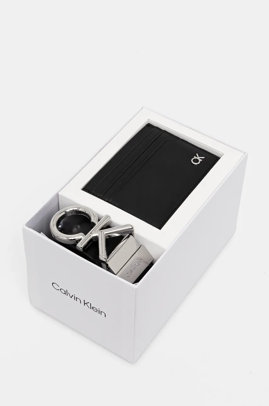 Ζώνη και δερμάτινη κάρτα Calvin Klein χρώμα: μαύρο, K50K512541 φωτογραφία