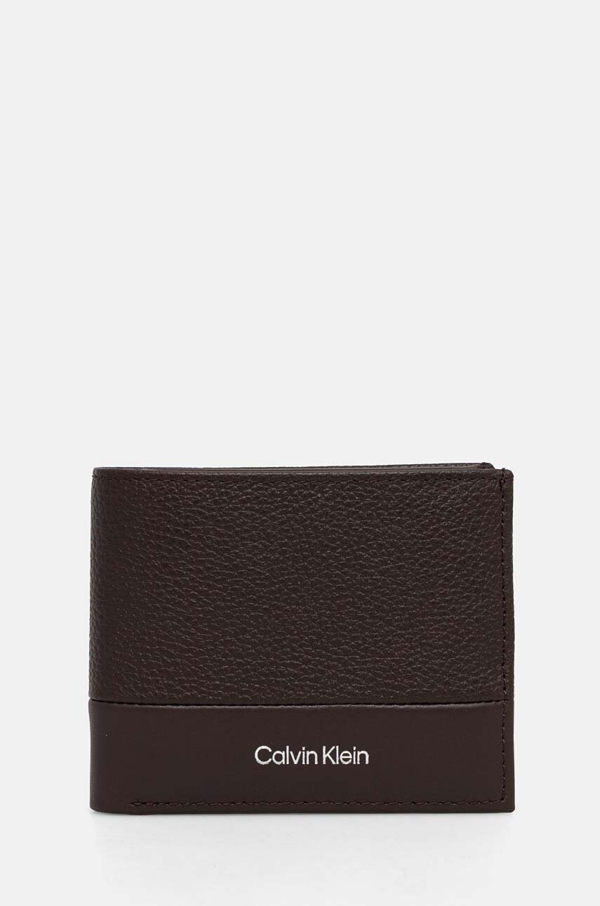 

Кожен портфейл Calvin Klein мъжки в кафяво K50K512269, Кафяв