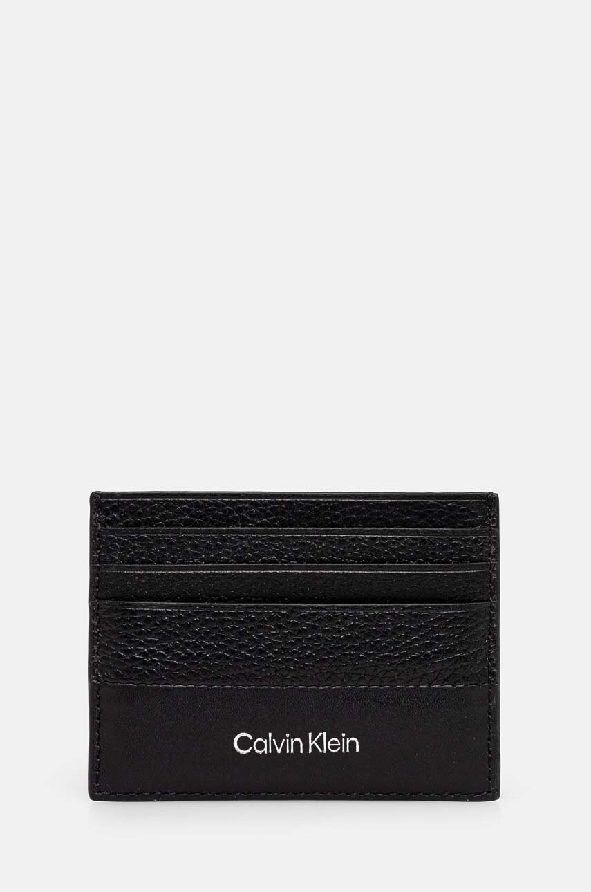 

Кожен калъф за карти Calvin Klein в черно K50K512315, Черен