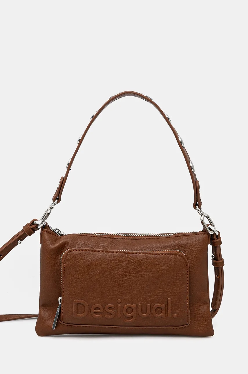 Desigual poseta HALF LOGO FW24 MONIC culoarea maro, 24WAYP02 Desigual poseta HALF LOGO FW24 MONIC culoarea maro, 24WAYP02