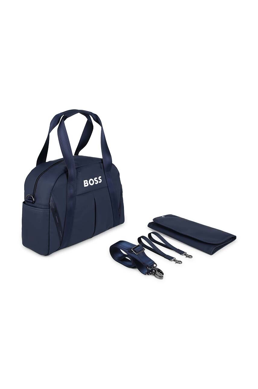 BOSS geanta culoarea albastru marin, mic, cu imprimeu, J51613